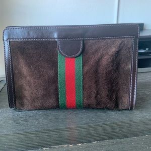 Vintage Gucci Sherry Line Suede Pouch
